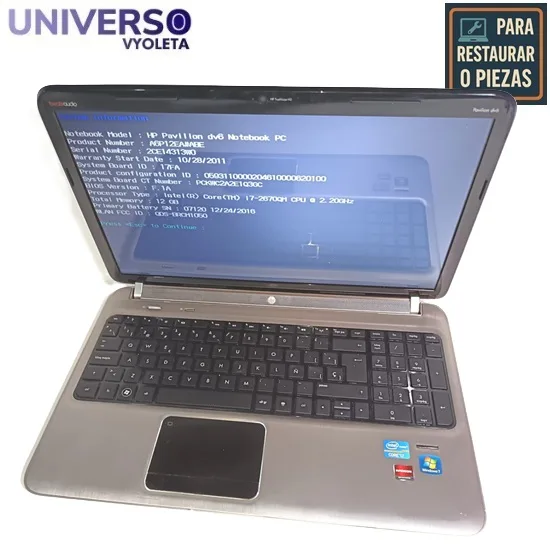 HP Pavilion dv6-6b03ss. i7-2670QM. Reparar o piezas