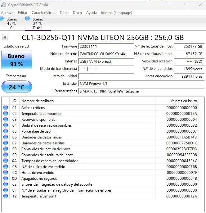 Lote 6 SSD 256GB. Formato M.2 2230 NVMe 1.2 y 1.3. Toshiba, Lite-on - Imagen 3