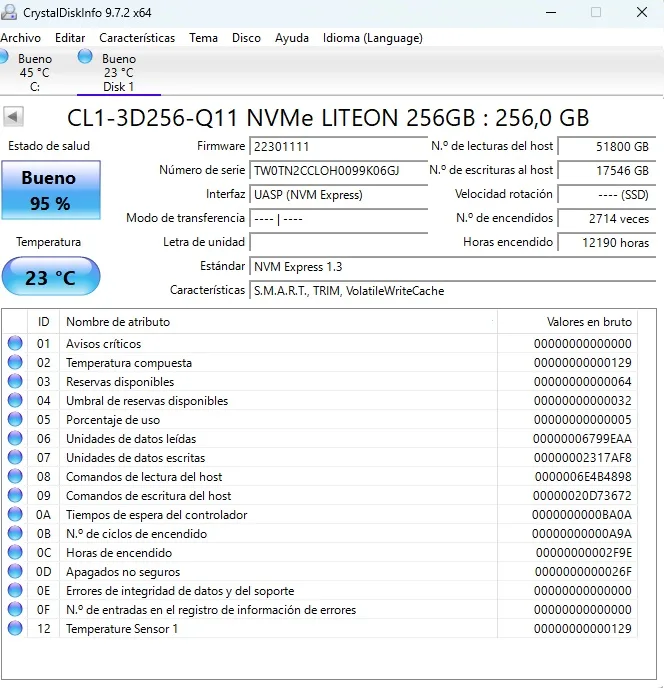 Lote 6 SSD 256GB. Formato M.2 2230 NVMe 1.2 y 1.3. Toshiba, Lite-on - Imagen 2