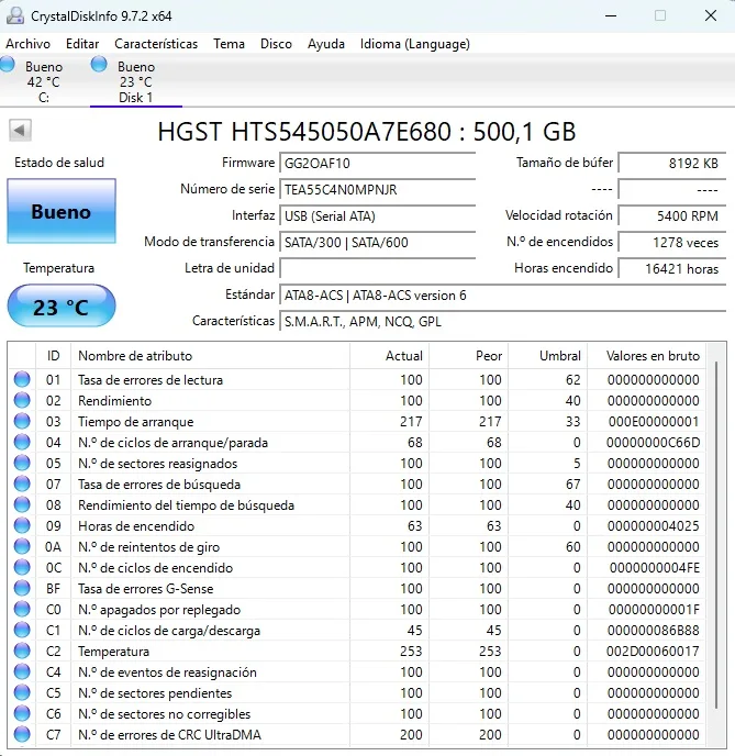 LOTE de 3 HDD 2.5 SATA HITACHI y HGST. 500GB - Imagen 2