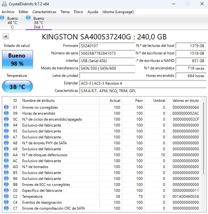 LOTE 3 SSD 2.5 SATA KINGSTON de 240GB. - Imagen 2