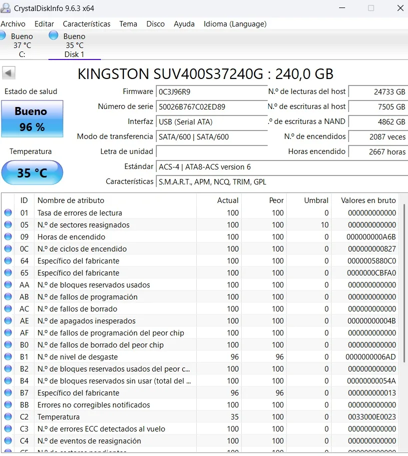 LOTE 3 SSD 2.5 SATA KINGSTON de 240GB. - Imagen 4