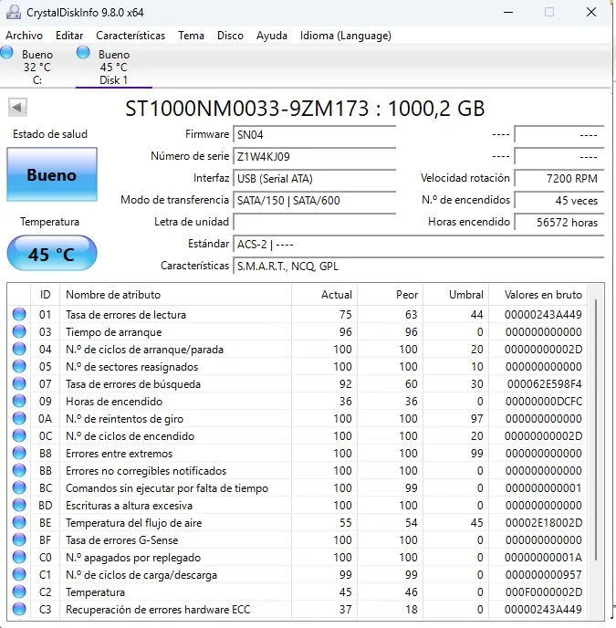 LOTE de 5 HDD 3.5 SATA Seagate y WD 1TB. Salud Bueno - Imagen 5