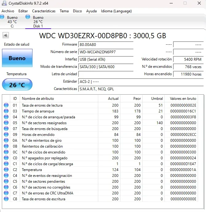 LOTE de 2 HDD 3.5 SATA WDC WD30EZRX 3TB. Salud Bueno. - Imagen 2