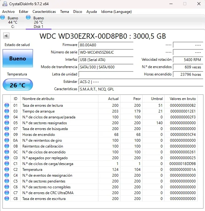 LOTE de 2 HDD 3.5 SATA WDC WD30EZRX 3TB. Salud Bueno. - Imagen 3
