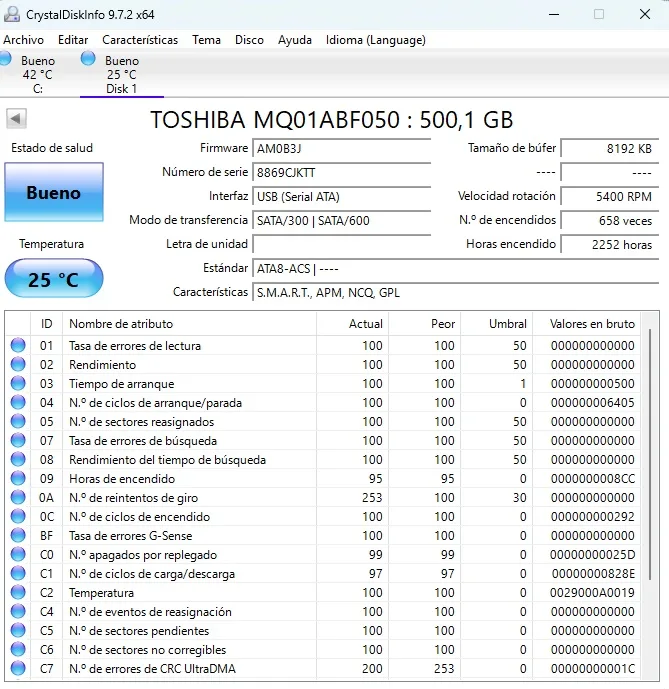 LOTE de 3 HDD 2.5 SATA HITACHI y HGST. 500GB - Imagen 4