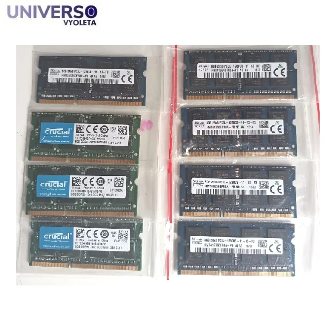 Lote x 8 Módulos RAM 8GB DDR3L, para portátil. Total 64GB