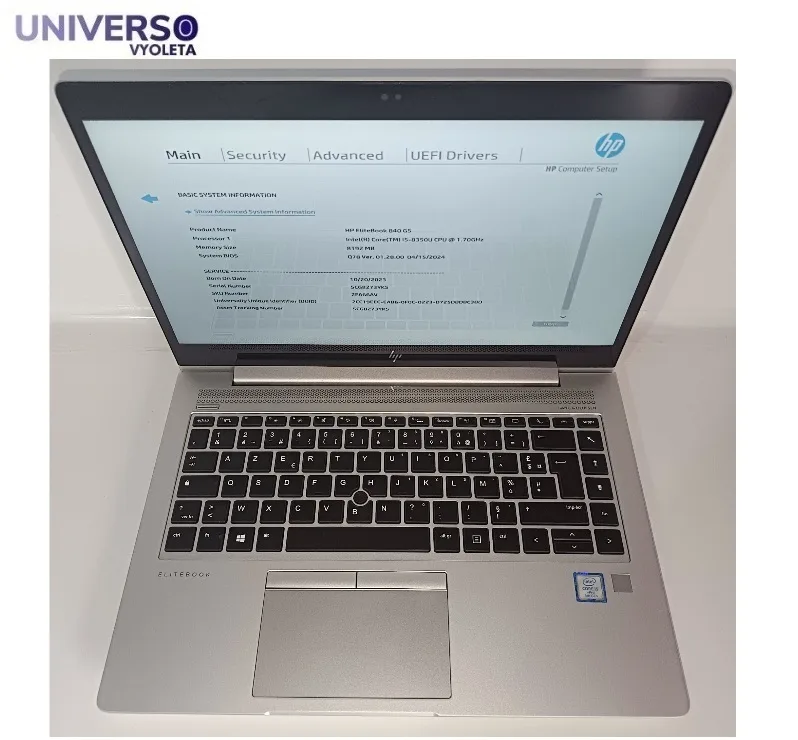 Portátil HP EliteBook 840 G5, i5-8350U, 8GB RAM, 256GB M.2 SATA, 14" táctil