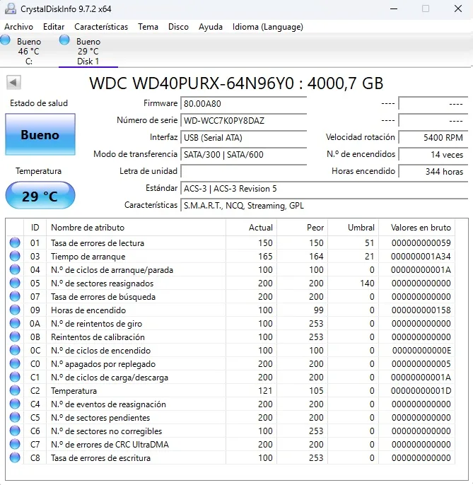 HDD WD Purple WD40PURX 4TB SATA 3.5. Nas y videovigilancia - Imagen 2
