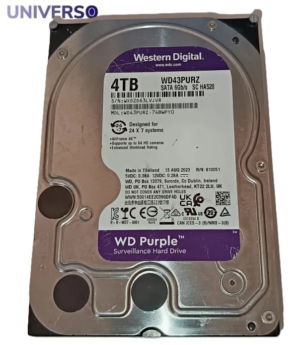HDD WD Purple WD43PURZ 4TB SATA 3.5. Nas y videovigilancia