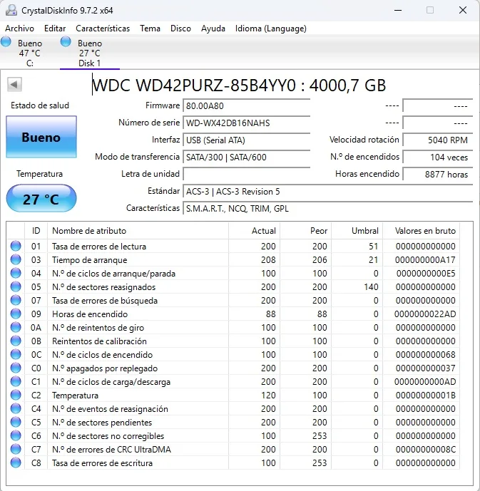 HDD WD Purple WS42PURZ 4TB SATA 3.5. Nas y videovigilancia - Imagen 2