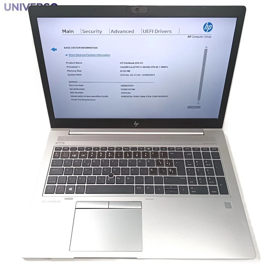 HP ELITEBOOK 850 G5. I7 8650U, NVMe 256GB, 8GB RAM, 15.6"