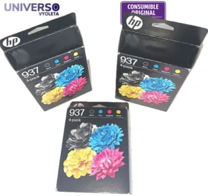 Lote x de 3 cajas de 4-pack. HP Original 937 Negro, Cian, magenta, amarillo. Fecha OCT, DEC 2026