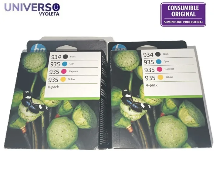 Lote x de 2 cajas de 4-pack. HP Original 934 Negro, 935 Cian, magenta, amarillo. Fecha Feb 2025