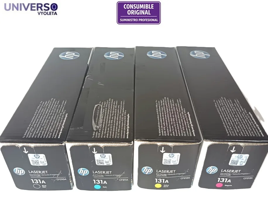 Lote x4 Toner original HP 131A CF210A CF211A CF212A CF213A. BK/C/M/Y - Imagen 2